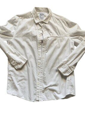Sinsay White Button Up Shirt Regular Fit Size L